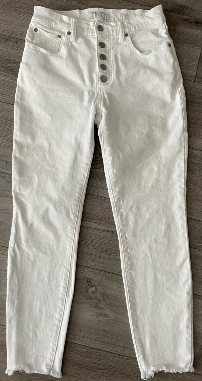 Lucky Brand Women’s High Rise Skinny Jeans White Button Fly Raw Hem